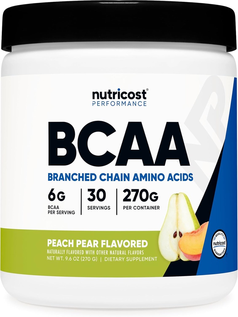 Nutricost BCAA Powder 2:1:1 (Peach Pear, 30 Servings) - Aminoácidos de cadena ramificados