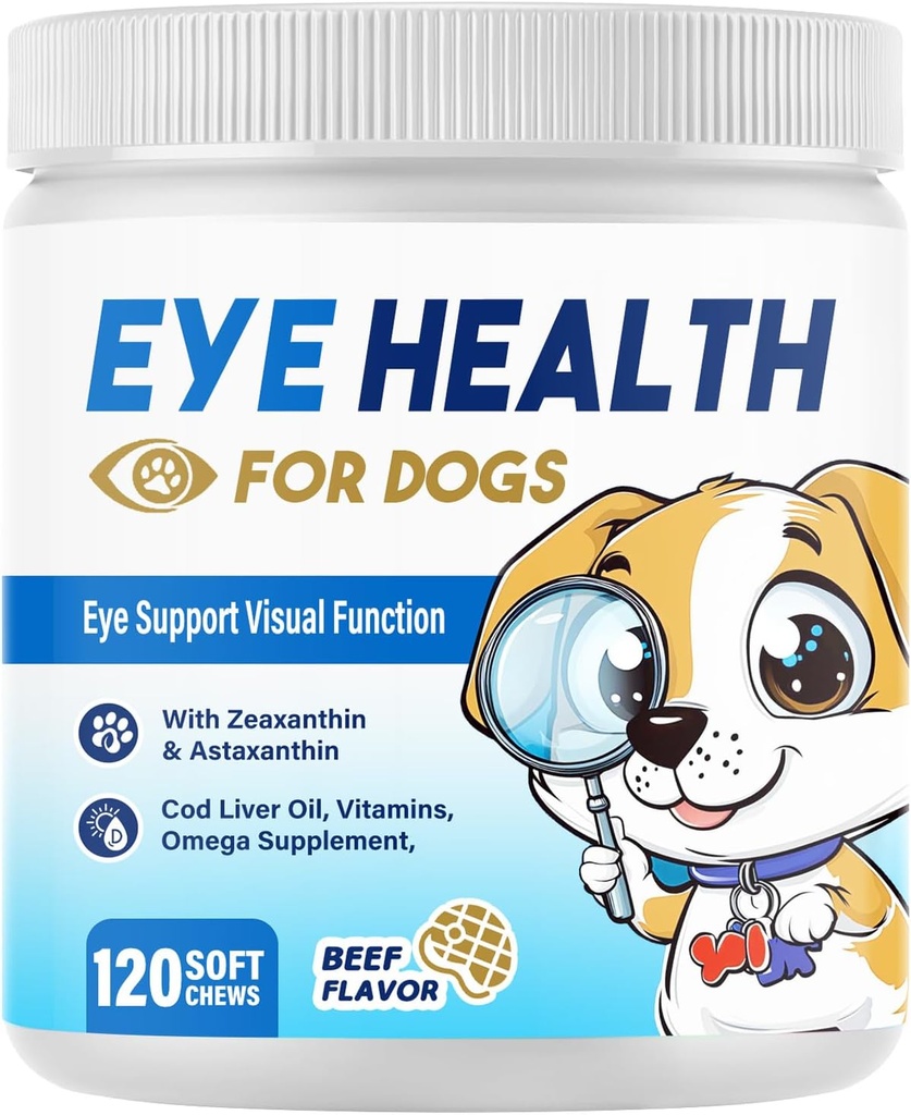 Soporte de ojos Mandíbulas suaves para perros, suplementos de ojos para perros, suplemento de Omega perro, Omega 3 EPA & DHA ácidos grasos, 120pcs