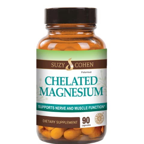 Capsulas de Magnesio Chelated - Soporta la función Nerve y Muscle - 90 cápsulas - por Suzy Cohen, RPh