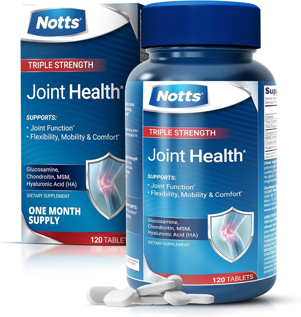 Conjunto de Salud Triple Fuerza Silenciosa Glucosamina, Condroitina & MSM, Suplemento de Apoyo Conjunto, 120 Tabletas Coadas