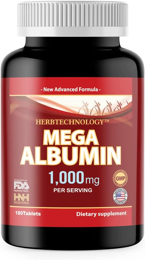 Dr. K implicaC HNHusa Mega Albumin Protein 1000mg 180 Tablets Healthy Kidney Liver Function Wellness Apoyo general a la salud Energy Life Balance Suplemento 180tabs 1pk