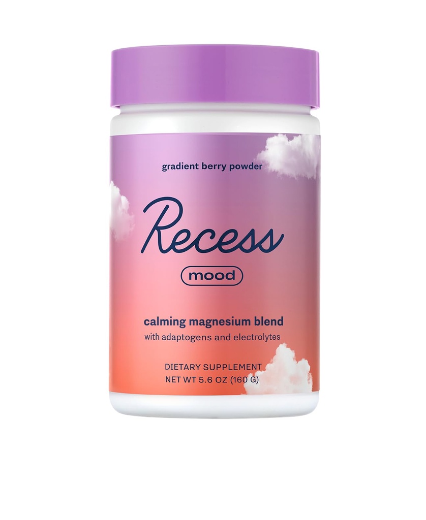 Receso Mood Powder, Magnesio calmante L-Threonate Blend with Passion Flower, L-Theanine, Electrolytes, Magnesium Calm Support Powder Suplemento - Gradient Berry 28 Serving Tub