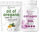 Micro Ingredientes Oil of Oregano Softgels 6.000mg Por Serving & Multi Collagen Complex Bundle Pack ← 4X Strength Carvacrol & Thymoquinon ← Grass-Fed Collagen Peptides