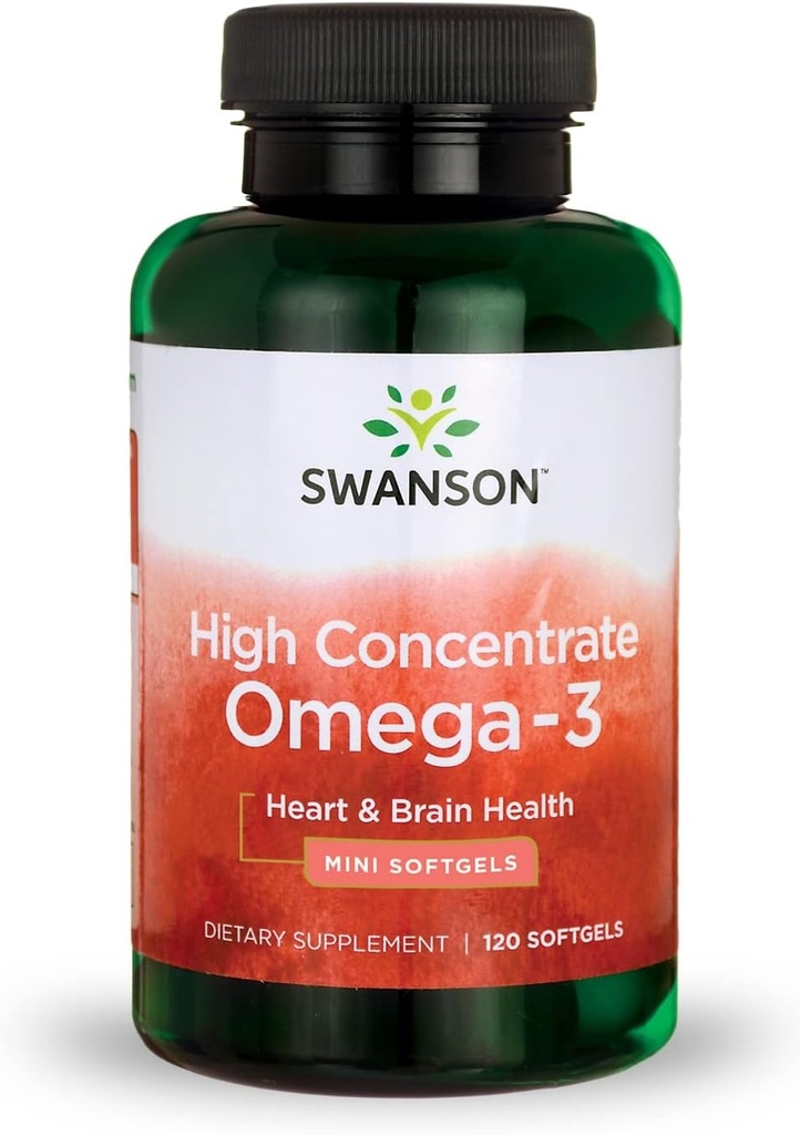 Swanson Alta Concentración Omega-3 aceite de pescado - ácidos grasos esenciales - (120 Softgels, 680 mg cada uno)