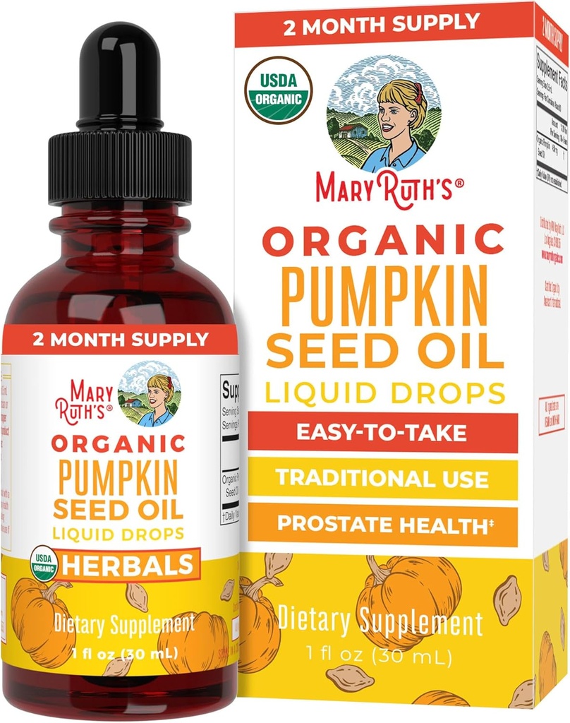 MaryRuth Organics Pumpkin Seed Oil Cold Presionado Silencio 2 Mes Abastecimiento Silencioso USDA Organic Pumpkin Seed Liquid Drops for Hombres and Women ¦ Urinary Health in Hombres ← Sugar Free ← Vegan ← Non-GMO ← 60 Servings