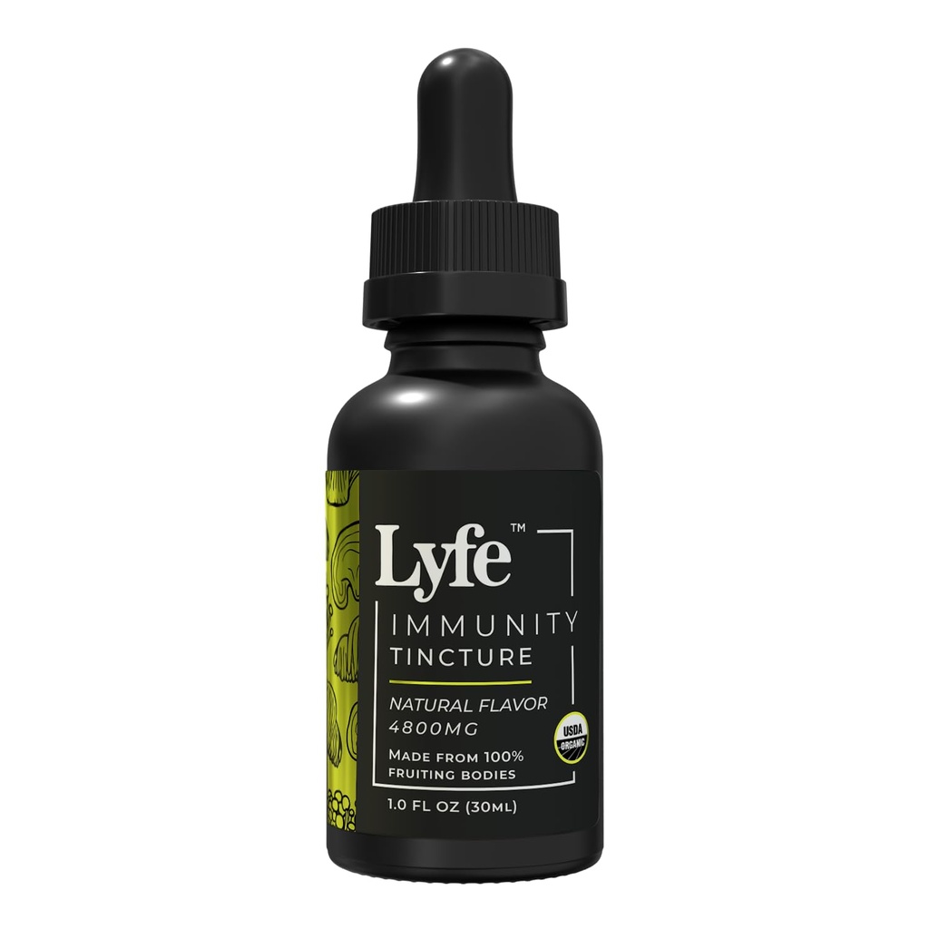 LYFE Functional Immunity Tincture, 1 Fl Oz – Vegan, Non-GMO USDA Organic Mushroom Supplement with Reishi, Lion’s Mane & Cordyceps – Fast Absorbing Liquid Drops – Ultra Concentrated for Maximum Potency