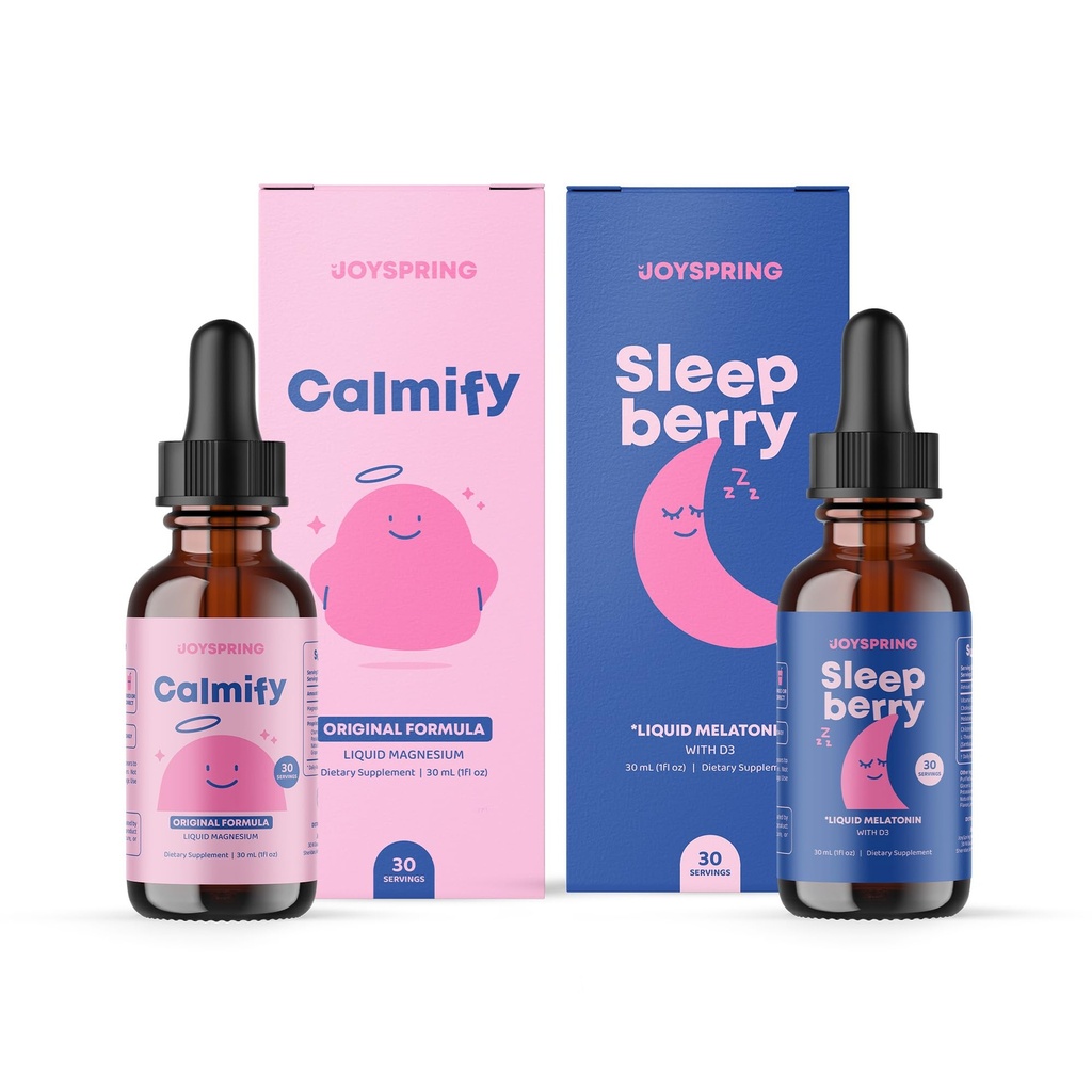 JoySpring Magnesium Citrate y SleepBerry Melatonin Liquid para niños