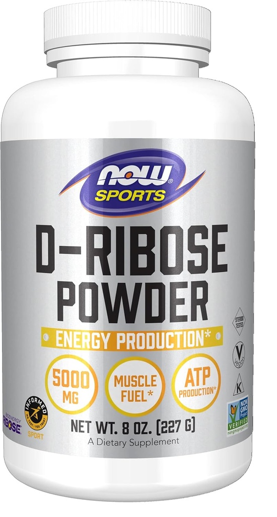 AHORA Foods Sports Nutrition, D-Ribose Powder 5,000 mg, Certified Non-GMO, Energy Production*, 8-Ounce