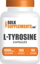 BulkSupplements.com L-Tyrosine 1000mg Capsules - Suplemento Tyrosine, Tyrosine Capsules, Tyrosine 1000mg - Suplemento No Esencial de Aminoácidos, 2 cápsulas por ser, 180 cápsulas