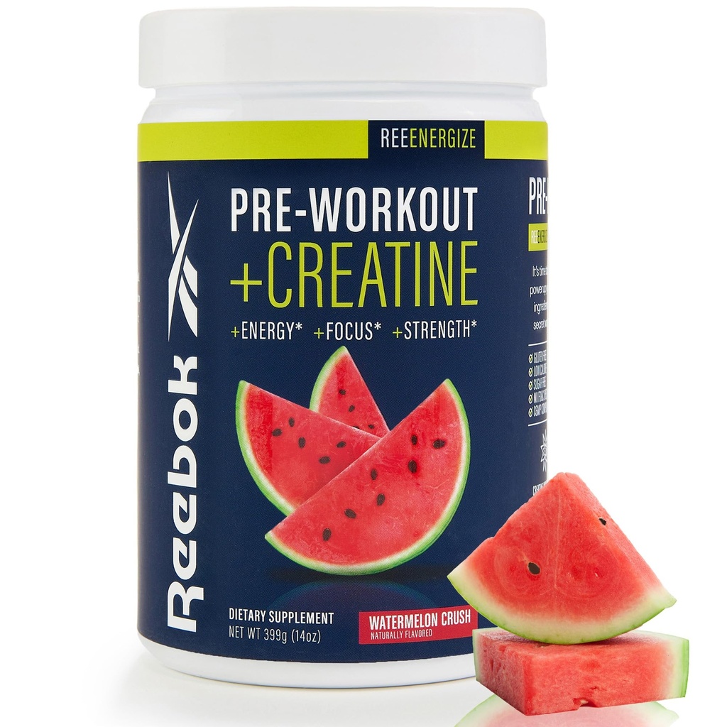 Reebok Pre-Workout Powder  200mg Natural Caffeine, 3g Creatine Monohydrate Silencio Clean Energy Pre Workout for Strength, Focus &amp; Pump ← Informed-Sport Certified Silencio ReeEnergize Silencioso Crush