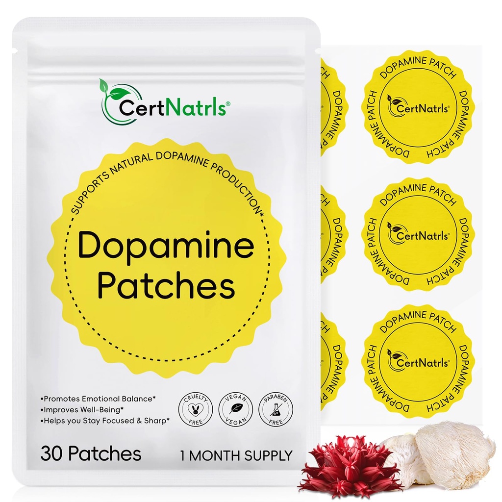Dopamine Patches | 30PCS Mood Boost & Positivity Support | Vegan Mood Support Patches for Daily Mental Wellness, Plant-Based Formula, Supports Dopamine & Serotonin Balance