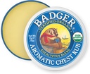 Badger Aromatic Chest Rub, 100% Organic Vaporub w/Eucalyptus & Lavender Essential Oils to Clear " Soothe, All-Natural Chest Congestion Relief for Adults " Kids, .75 oz Tin