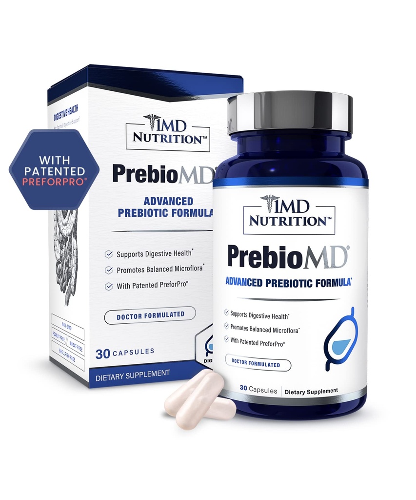1MD Nutrición PreBioMD - Prebiótico con PreforPro® tención Asistencia Digestión saludable y bacterias benéficas