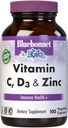 Bluebonnet Nutrition Vitamina C, D3 & Zinc, para la función de salud y respiratoria inmunitaria*, libre de soja, libre de gluten, no GMO, certificado Kosher, libre de lácteos, 100 cápsulas vegetales, 100 piezas