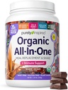 Powder de proteína puramente inspirada para hombres y mujeres, Chocolate decadente (14 servidos) - Polvo de proteína orgánica de base vegetal para sacudidas " Smoothies - Reemplazo de carne sin gluten