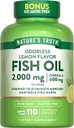 La verdad de la naturaleza Fish Oil 2000mg ← 110 Softgels ← Omega-3 Silencio Lemon Flavor tóxico Non-GMO & Gluten Free Supplement