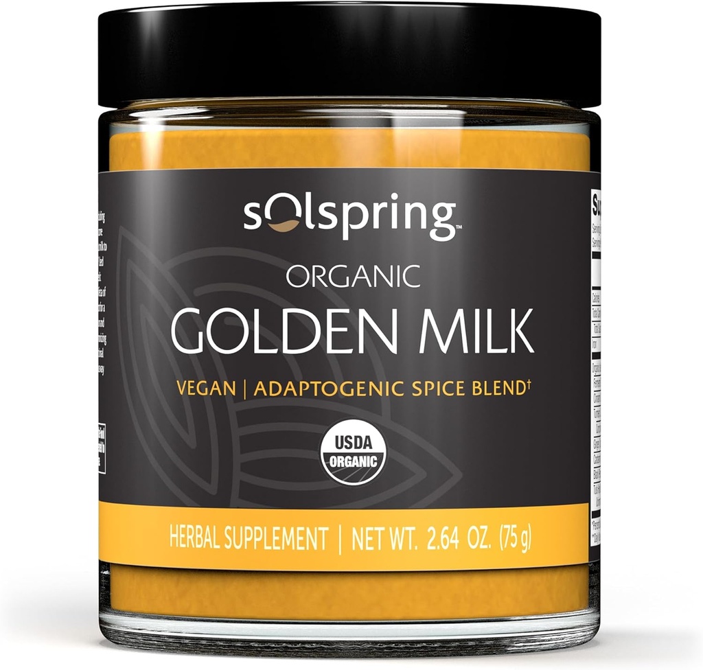 [BRSWYFA7AQIRMCLA] Dr. Mercola Solspring Organic Golden Milk Herbal Supplement, 2.64 Oz. (75 g), Vegan Spice Blend with Turmeric " Ginger, Non GMO, Gluten Free, Soy Free, USDA Organic