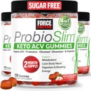 Factor de fuerza ProbioSlim Keto ACV Gummies, Manzana orgánica Vinagre Gummies con LactoSpore Probióticos " Prebióticos para soportar la digestión, metabolismo, " Salud inmune, 1 Carb neto, Apple Flavor, 360ct
