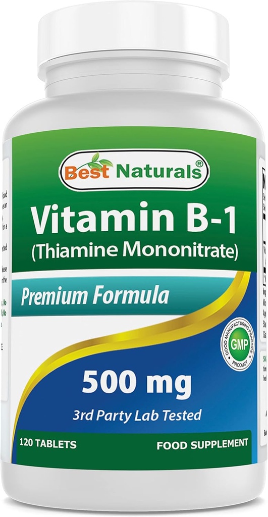 Mejores Naturales Vitamina B1 como Mononitario de Thiamine 500 mg 120 Tablas (120 Cuenta (Pack de 1))
