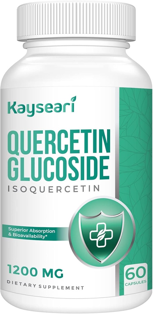Quercetina Glucoside 1200mg Suplementos - Isoquercetina con 6X Bioavailability,60 Veggie Capsules,Contain Black Pepper & Rutin para Max Absorption