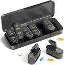 AM &amp; PM Organizador de píldoras 7 días, caja semanal de píldoras 2 veces al día, caja de píldoras 7 días, organizador de píldoras para viajes, vitaminas, aceites de pescado, suplementos