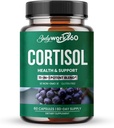Cortisol Health & Support for Hormone Balance, Sound Sleep, Focus, Mood & Stress support - Contiene Ashwagandha, L-theanine, Rhodiola Extracto Rosea Root - Sin gluten, Vegan, No GMO - 60 cápsulas.