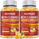 2 Pack Vegan 80MG Iron Suplemento Gummies for Women & Men - Vitamina A, C, B para adultos & niños - Blood & Builder & Energy Support for Iron Deficiency, Anemia, 120 Condes Pineapple Flavor Gummies
