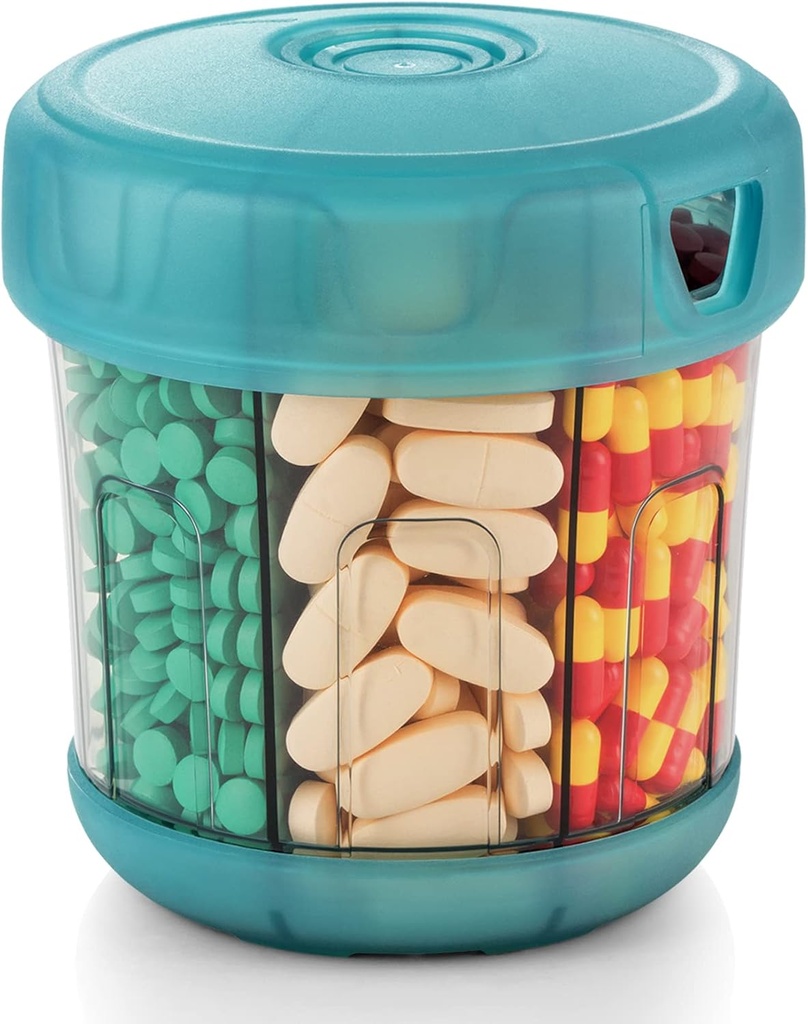 Organizador de suplementos extra grande con XL 7 Grandes Compartimientos, TPU Soft Lid Fácil de Cargar y utilizar dispensador de píldoras, 1 Mes de Jumbo Vitamin Holder Almacenamiento