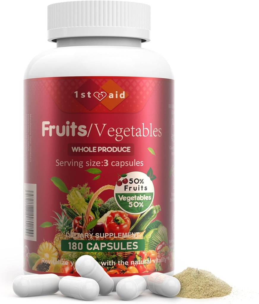 Frutas-Veggies Suplemento-Capítulos Home-Esencial Suplementos dietéticos - 180Counto Pleno Alimentos Frutas Verduras Mixtas Suplementos Nutricionales para Adultos