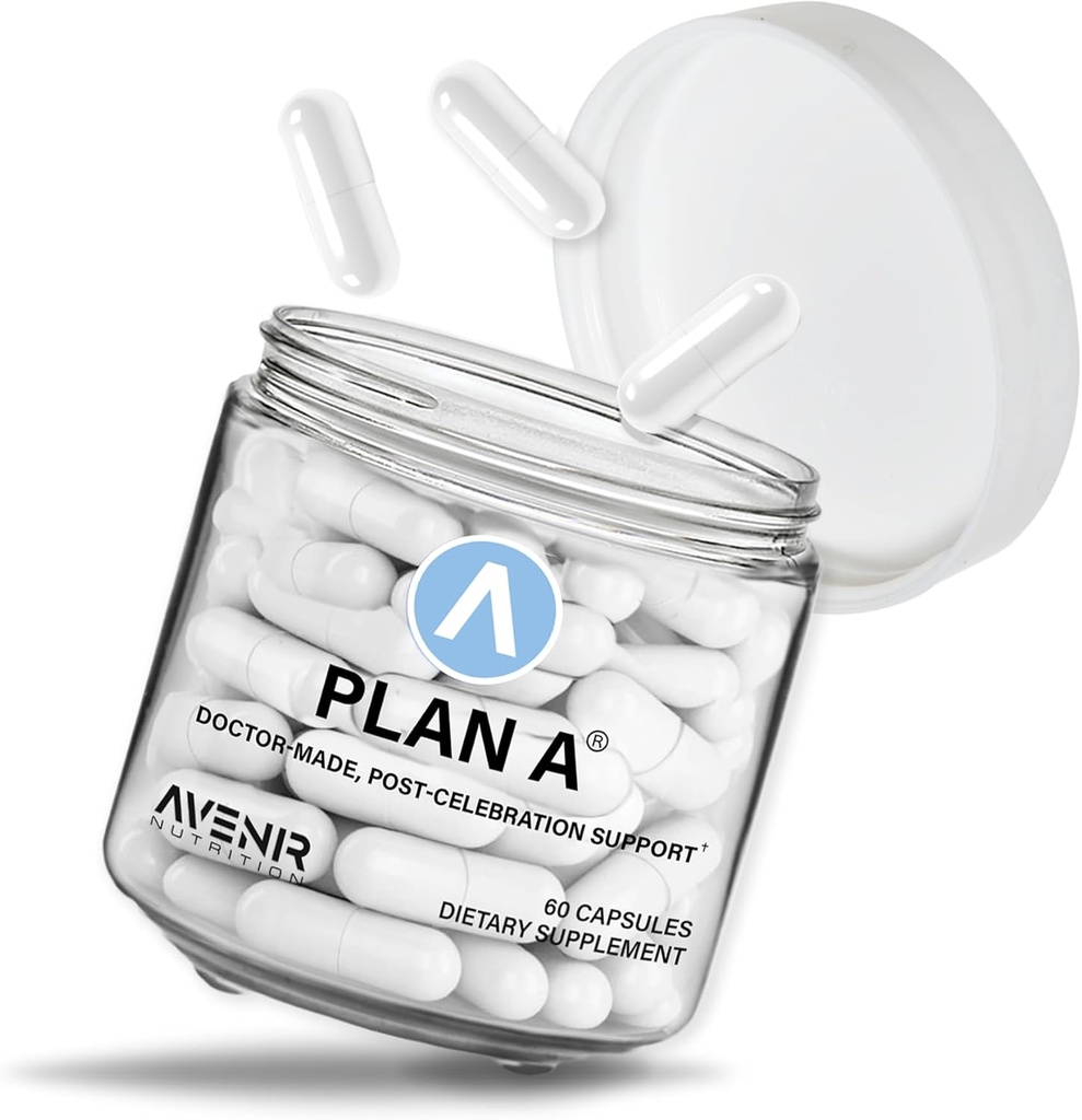 Plan A - Alivio de Pos-Celebración " Restauración de la mañana, Deshidratación " Apoyo al dolor de cabeza - Dihidromyricetin DHM & L Cysteine - 45 cápsulas