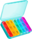 Aprenda 3 veces por día Organizador de píldoras - Gran caja de medicina de 7 días, caja de carga de viaje, vitaminas y medicina