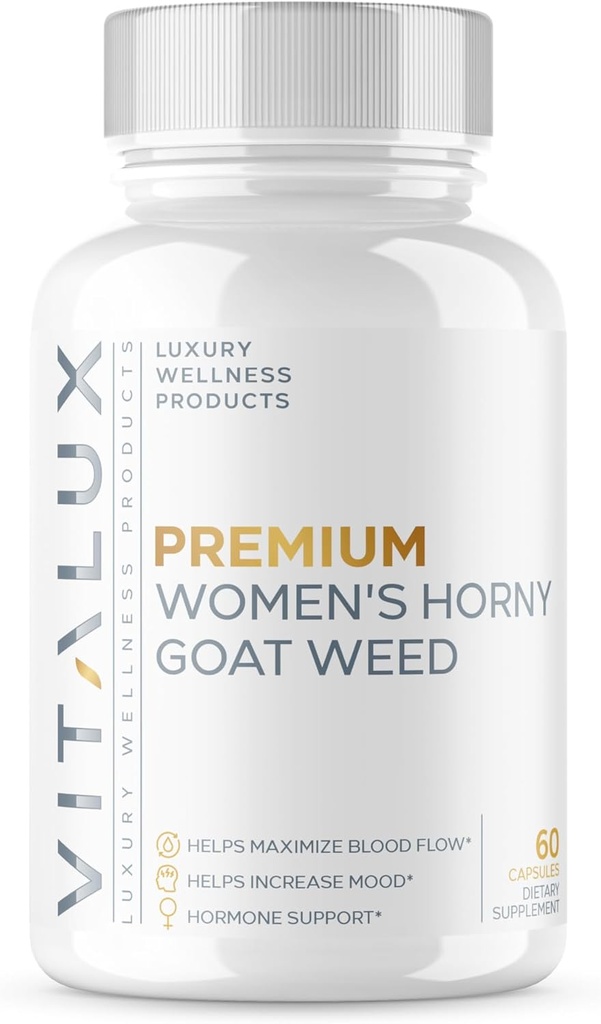 VITALUX Silencioso #1 Rated Premium Women's 9-in-1 Horny Goat Weed Silencio Female Health, Mood, Optimize Blood Flow  Fórmula w/ 8 potentes ingredientes ← 3rd Partido Probada + USA Hecho - 60 cápsulas