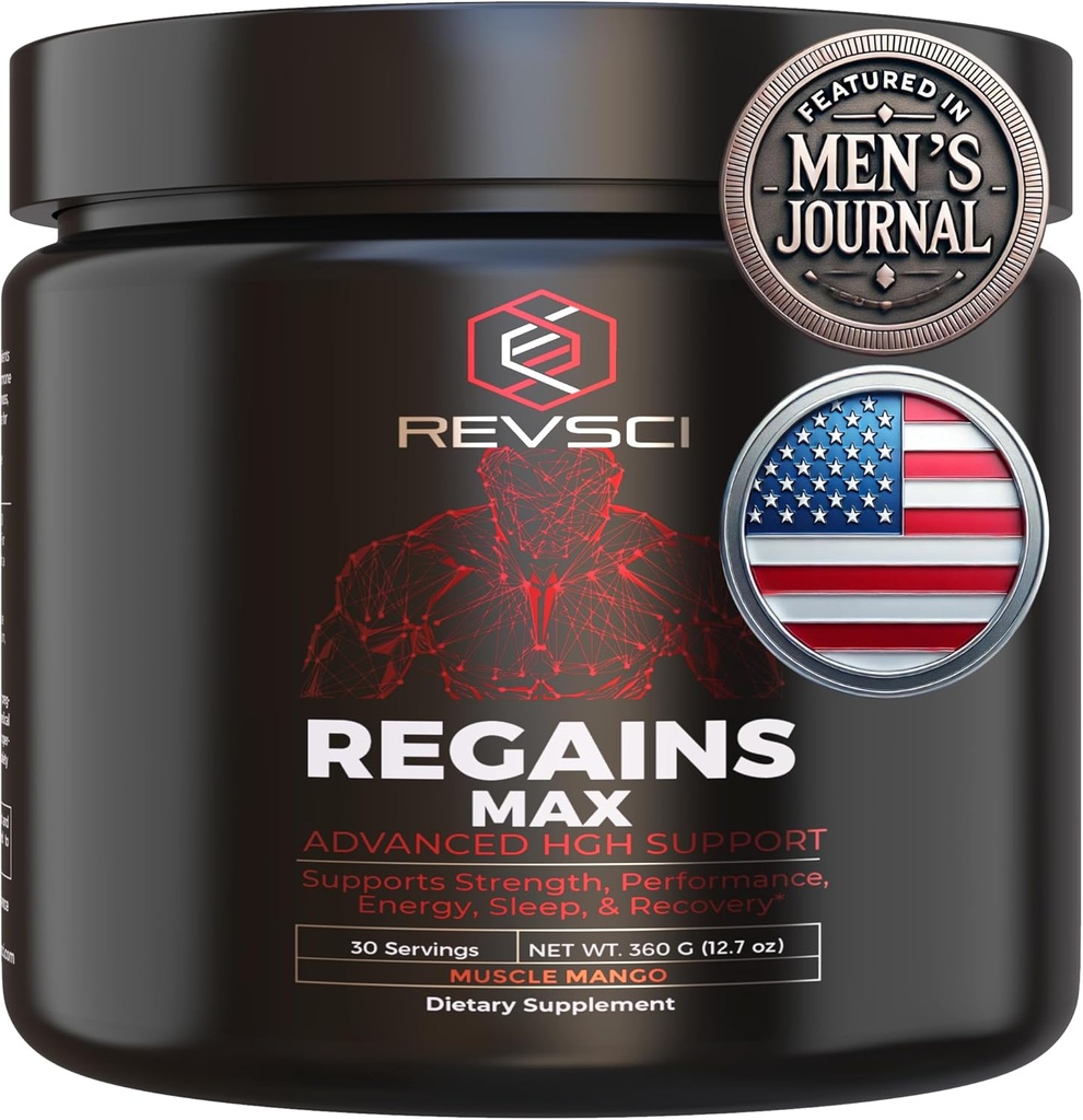 Suplementos HGH para hombres & mujeres, REVSCI Regains Max Amino Acids Suplemento, Post Workout Recovery Powder, Anabolic Muscle Recovery & Muscle Builder para hombres, HGH Human Growth Hormone Booster Suplemento