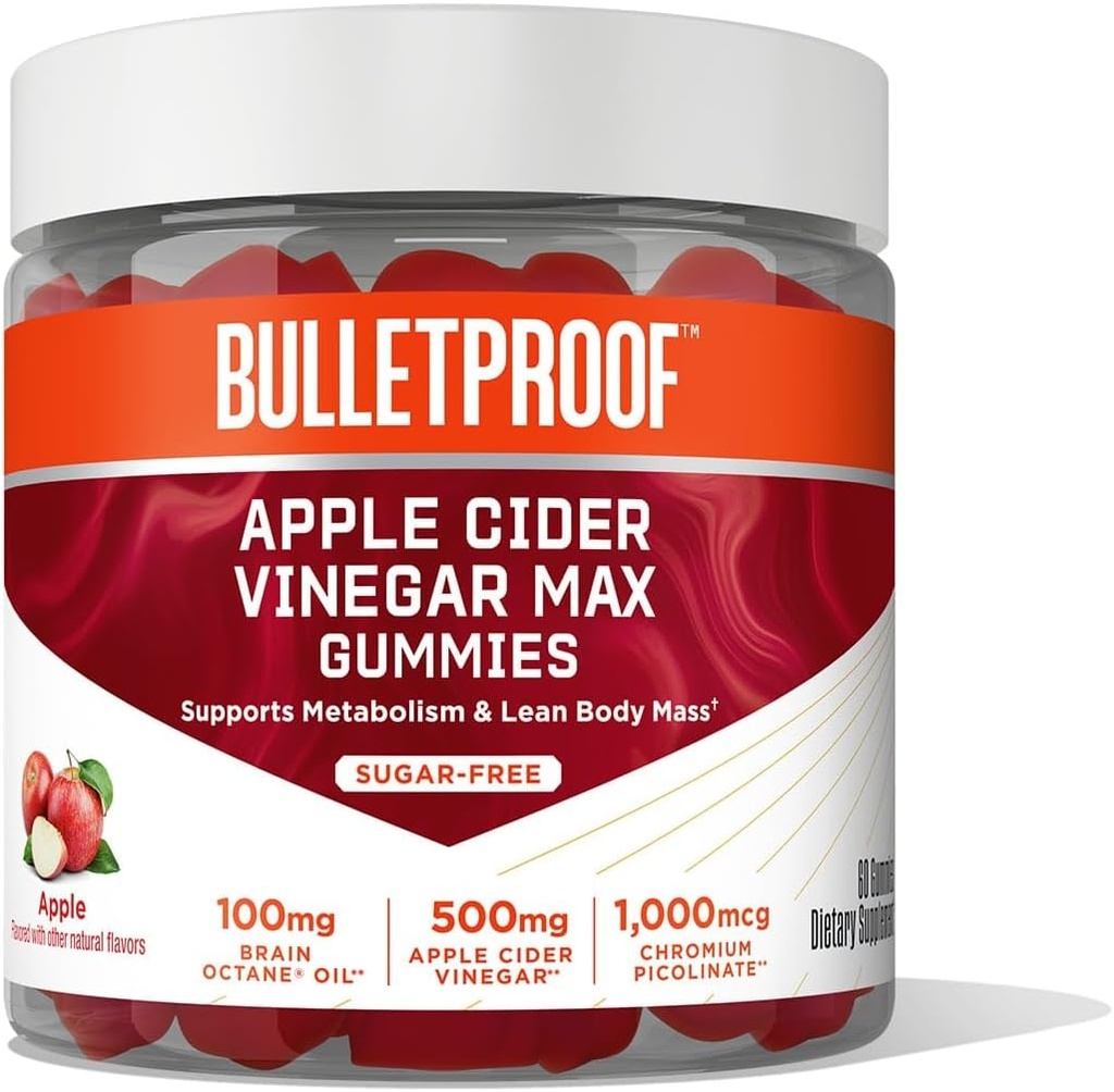 Vinagre de sidra de manzana impermeable Max Gummies sin azúcar, 60 Conde, suplemento de Keto para amortiguadores, soporta el metabolismo