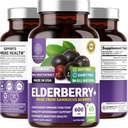 Cápsulas Premium de Elderberry N1N para Adultos [Max Strength] Elderberry Pura y Potente de Sambucus Nigra para apoyar la salud de la inmunidad y la piel, no GMO, Gluten Free, 60 Cápsulas de Veg