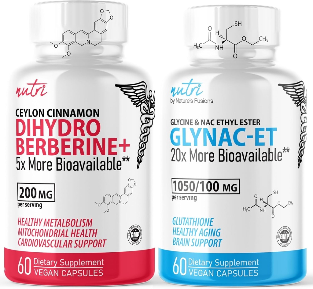 Fusiones de la naturaleza Dihidroberine 200mg (60 cápsulas) - GlyNAC-ET (60 cápsulas) Bundle