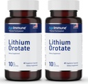 Litio Orotate Suplemento 10mg, 60 cápsulas vegetarianas. Apoya la memoria y el bienestar emocional. Suplementos gratis de esteato de magnesio. 2)