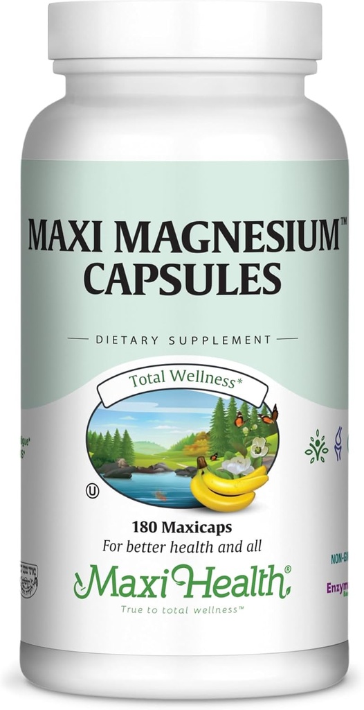 Magnesium Capsules - Producción de energía - Muscle & Nerve Health - Soporte de bonificación - Suplemento de magnesio de óxido de magnesio, óxido de magnesio y cítrate de magnesio - 180 Conde de Maxi Health