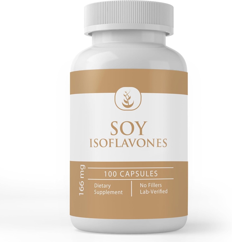 Ingredientes originales puros Isoflavones de soya, (100 cápsulas) Siempre puro, sin aditivos o Fillers, Verificado de laboratorio
