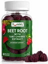 Gotas de remolacha de YUM-V con extracto de cereza de tarta - Gummies de remolacha de Berry Flavor - Cerdos de remolacha para la circulación sanguínea y soporte antioxidante - Cervezas rojas Gummies (Conteo 60 de cereza)