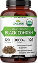 Zazzee USDA Ecológico negro Cohosh 10:1 Extracto, 3000 mg Fuerza, 120 cápsulas vegas, 4 meses de suministro, estándar y concentrado 10X Extracto, 100% vegetariano, todo natural, no transgénico, hecho en los EE.UU.