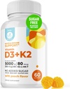 DR. MORITZ Vitamina D3 Gummies (5000 UI) con K2 - para adultos y niños - Vitamina D3 K2 Gummies para el soporte inmunológico & Bone Health - Vegan, Sugar Free, Gluten Free (60 Conteo)