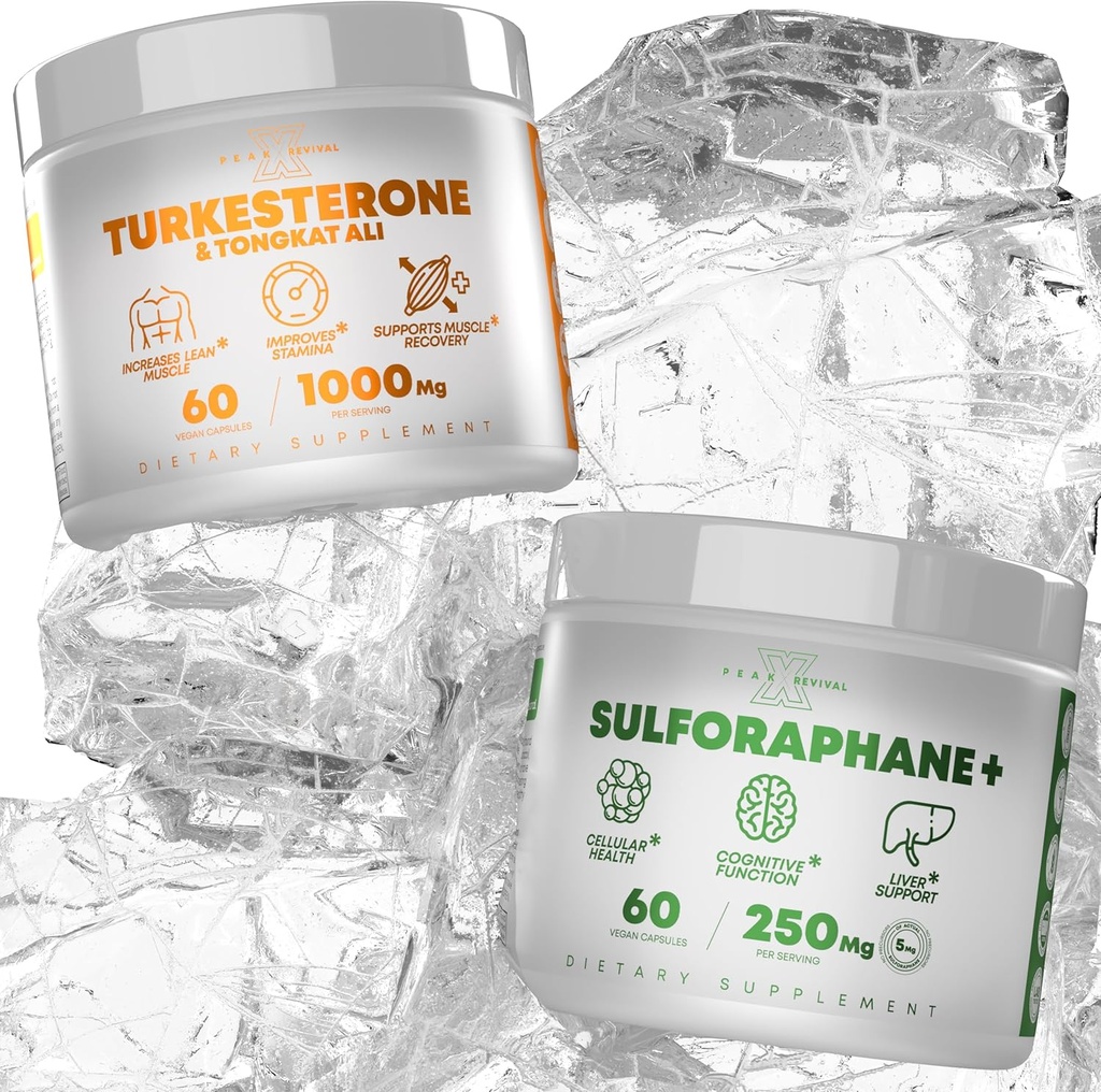 Turkesterone " Tongkat Ali Real Lab-Verified Sulforaphane Supplement, Ajuga Turkestanica Por Serving Increase Stamina - (60 Capsules)
