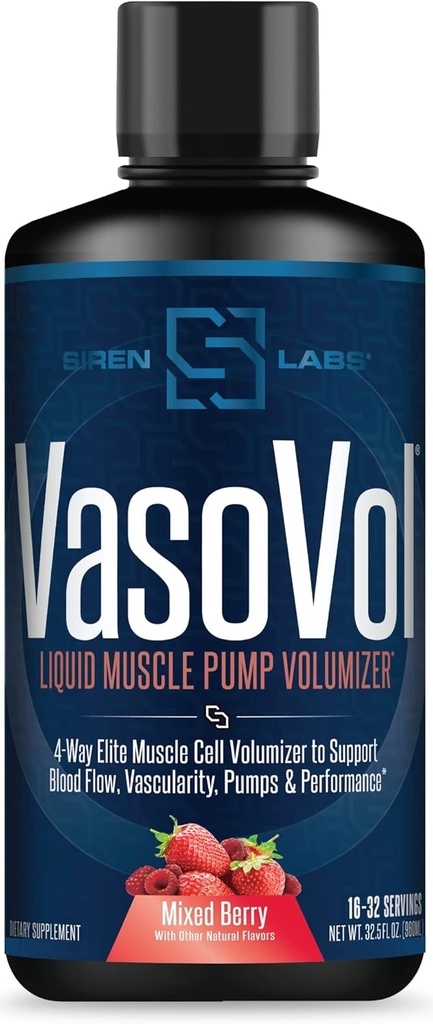 Vaso-VOL Volumizador de bomba de músculo líquido con sulfato de agmatina - Pre Workout para los hombres para llevar sus entrenamientos al siguiente nivel con la vascularidad y el rendimiento ( Berry mixto)