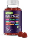 Viteey Womens Multivitamin Gummies - Immune Support - 12 in 1 Essential Vitamins & Minerals - Vitamina A, C, D3, E, B6, B12, Ácido Fólico, Biotina, Calcio, Zinc & More - Vegetariano - Raspberry Flavored