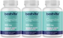 BESTVITE Cognizin Citicoline 500mg (180 cápsulas vegetarianas) (60x3) - Nootropic de Choline Premium estudiado clínicamente - No Stearates - Vegan - Gluten Gratis - Suplementos de cerebro para memoria y enfoque