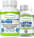 Power By Naturals: Organic Sea Moss and Leptin Detox Bundle - 60 Vegan Capsules Cada - Plant-Based, Gluten-Free Supplement for Immune Enhancement and Natural Cleans