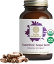 Pura sinergía SuperPure Grape Seed Extract ← Orgánica Grape Seed Polyphenols Suplemento con Fruto Único Silencioso para la Salud del Corazón, la Esquía y el Envejecimiento Saludable (60 cápsulas)