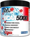 EVL BCAAs Aminoácidos Polvo - BCAA Powder Post Workout Recuperación Bebida y Estim Gratis Pre Workout Energy Drink Powder - 5g Branched Chain Amino Acids Suplemento para Hombre - Rocket Pop