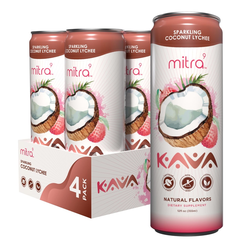 MITRA9 Bebidas Botánicas - Coconut Lychee Sparkling Bebe Kava Con Kava Root Extract - Mood Enhancer - Planta de base - Promueve la calma natural y la claridad (12 Fl. Oz) (4)